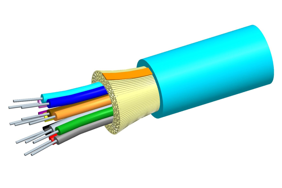 OM4 50/125um, Internal Distribution Cable, OD 7.5mm, ULSZH, 12 core fibre. AQUA. Cut length